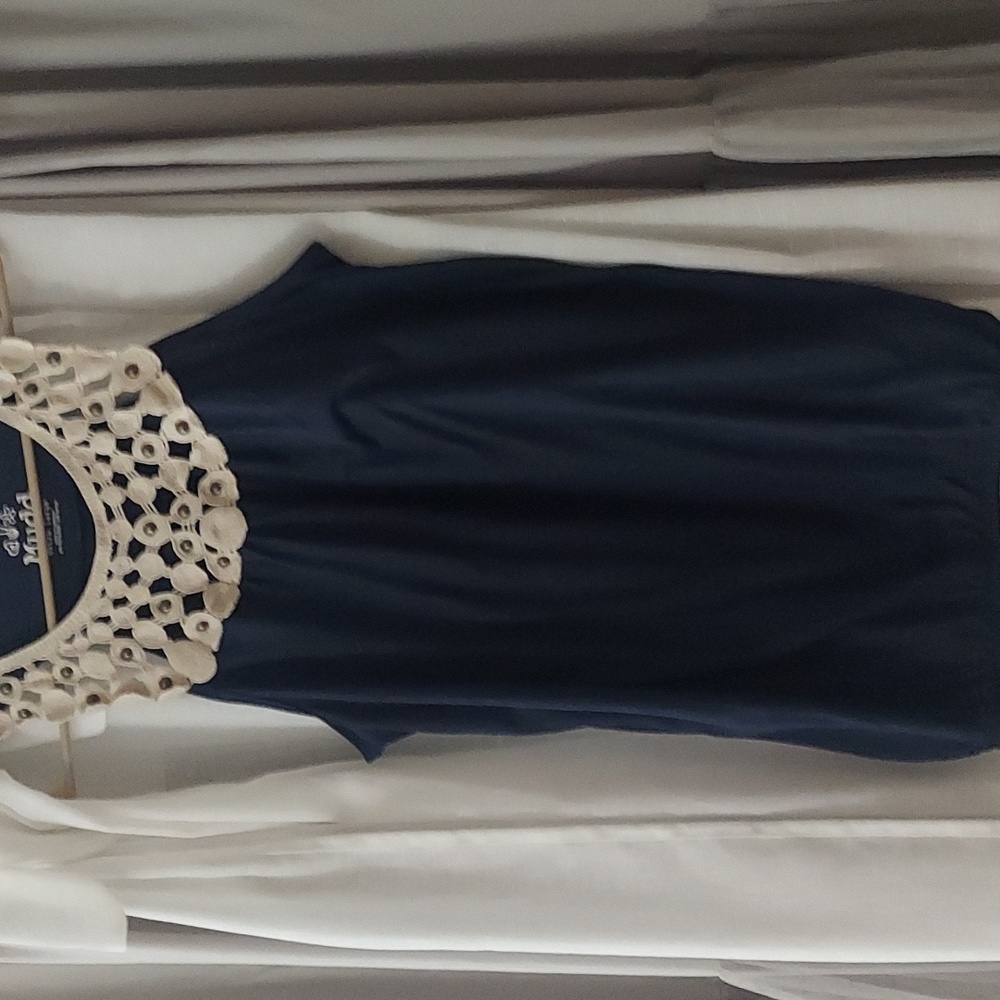 Mudd Blue Crochet brass Embellishment  Knit Sleeveless Tank Halter Top Sz XL